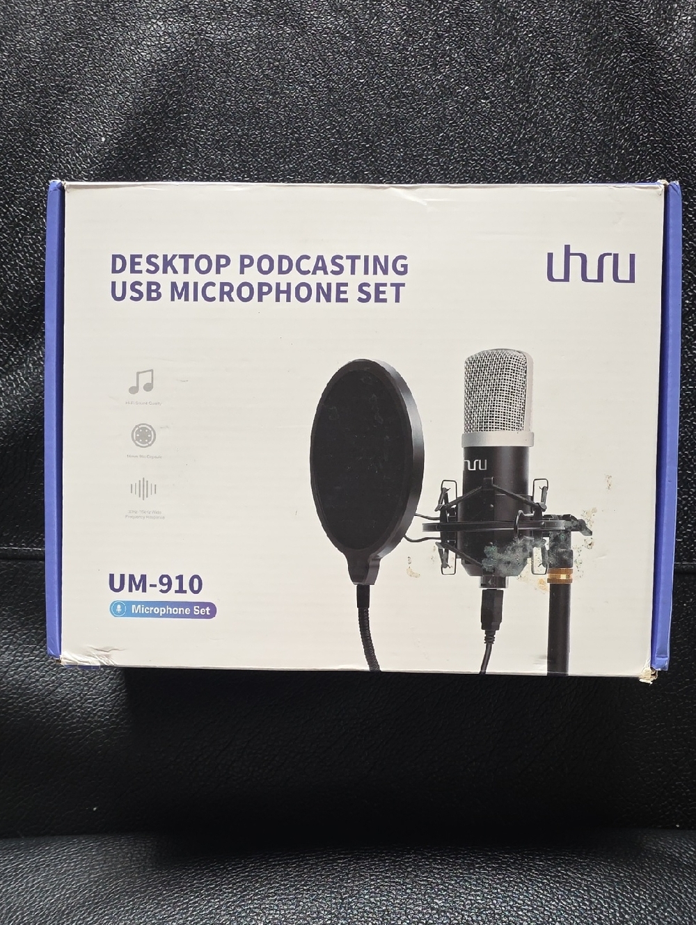 Uhru UM-910 Desktop Podcasting USB Microphone Set - Black